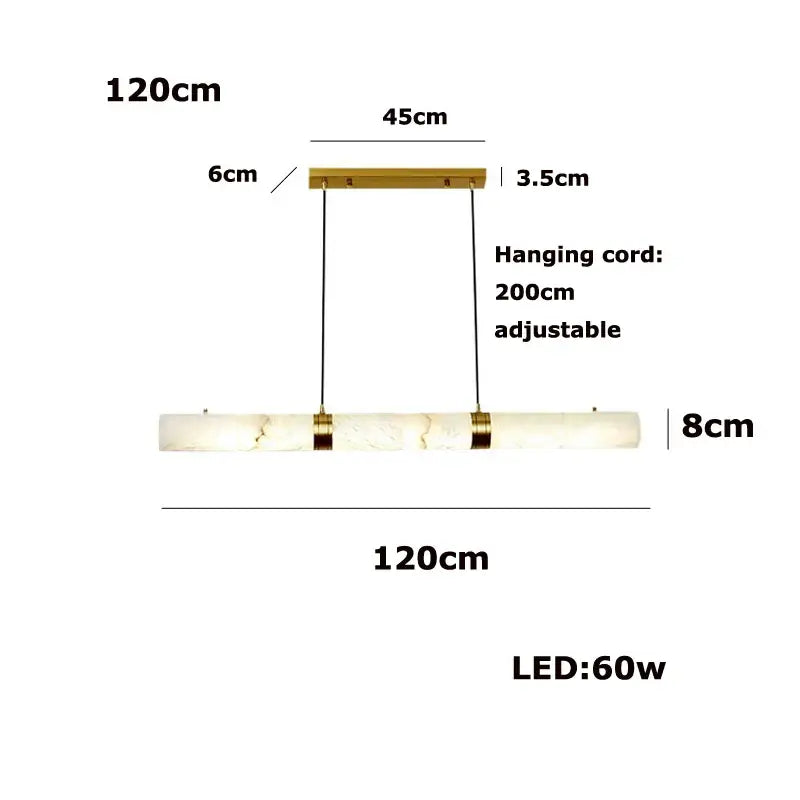 DecorBites™ led marble hanging lamps in white alabaster with gold accents and adjustable hanging cord