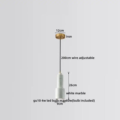 Decorbites led marble pendant lamp with white marble shade brass iron mount and adjustable 200cm wire for modern spaces