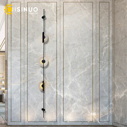 Modern minimalist decorbites led marble wall lights with three frosted glass shades on black metal sconces for living room