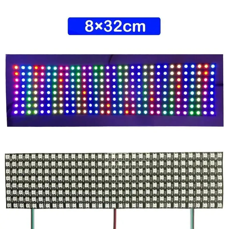 Decorbites led matrix panel light 8x32cm with colorful rgb lights on black circuit board for digital displays