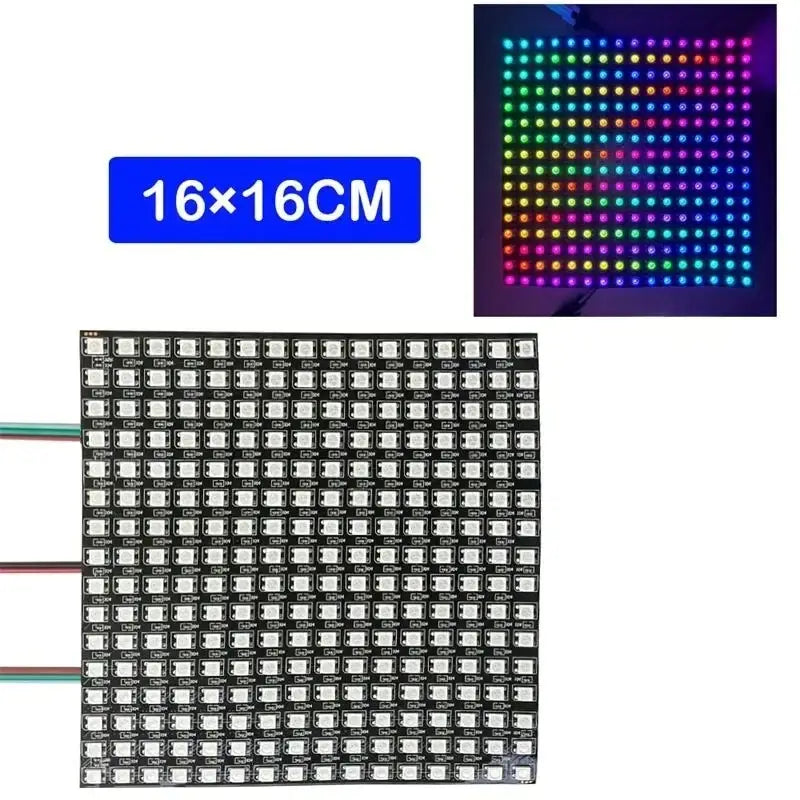 Black 16x16cm decorbites led matrix panel light with 256 flexible addressable rgb leds in a digital pixel screen