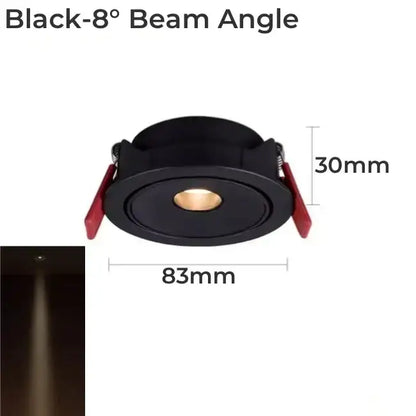Decorbites led mini black recessed ceiling downlight with 30mm depth warm bulb and red mounting clips for cabinets