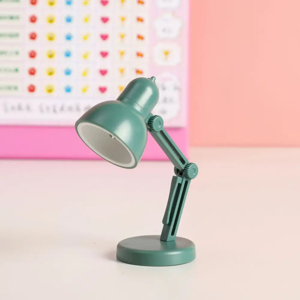 Teal decorbites led mini desk lamp with adjustable arm, circular base, night light for bedroom and study use
