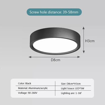 Decorbites™ black minimalist ceiling light with aluminum acrylic design 8cm diameter ultra slim modern lamp