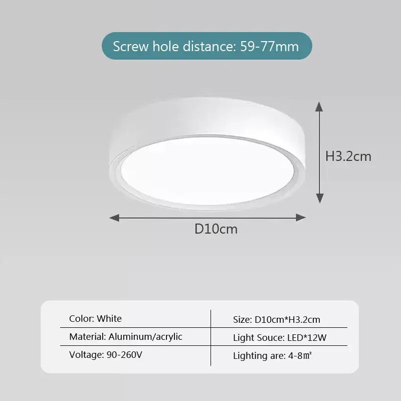 Decorbites™ white minimalist ceiling light with sleek aluminum and acrylic design, 10cm diameter, ultra slim modern lamp