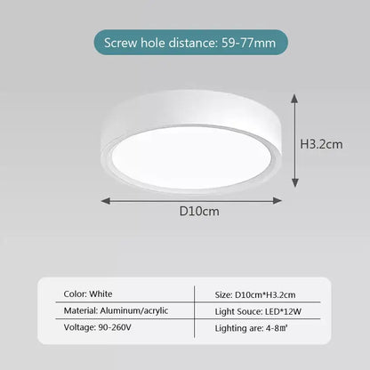 Decorbites™ white minimalist ceiling light with sleek aluminum and acrylic design, 10cm diameter, ultra slim modern lamp