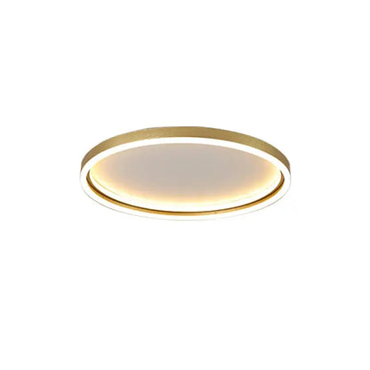 Modern circular DecorBites LED minimalist chandelier with sleek golden finish and warm white LED for living room and bedroom
