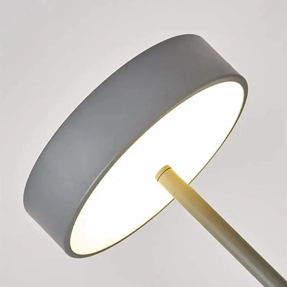 Decorbites led minimalist floor lamp with modern gray cylindrical lampshade and slender wooden stem for living room decor