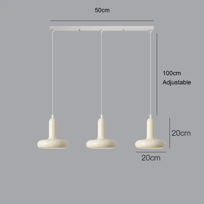 Cream-colored decorbites led minimalist nordic pendant chandelier with three cylindrical shades and adjustable cords for living rooms