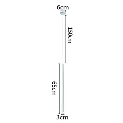 A decorbites led minimalist pendant lamp with a slender white cylindrical body and circular ceiling mount for indoor lighting