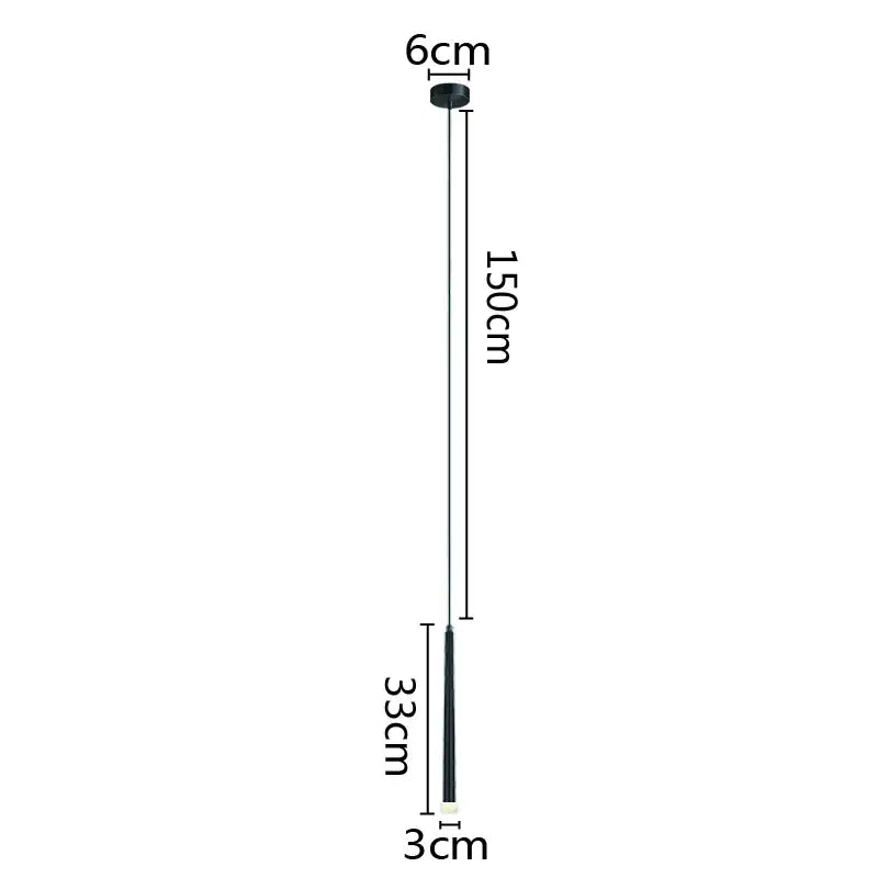 Black decorbites led minimalist pendant lamp with sleek cylindrical design 150cm length for bedroom and dining lighting