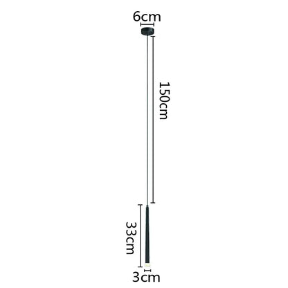 Black decorbites led minimalist pendant lamp with sleek cylindrical design 150cm length for bedroom and dining lighting