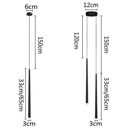 Black decorbites led minimalist pendant lamp with sleek cylindrical shades and thin metal chains for modern lighting