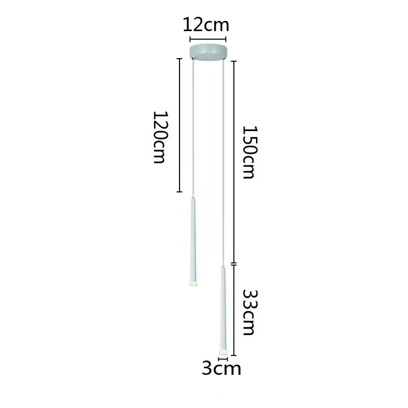 Modern minimalist decorbites led pendant lamp with two frosted glass rods suspended from black circular mount