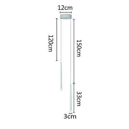Modern minimalist decorbites led pendant lamp with two frosted glass rods suspended from black circular mount