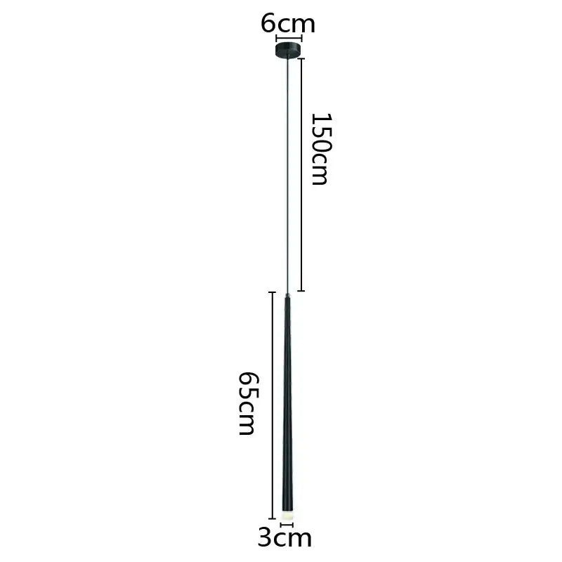 Black decorbites led minimalist pendant light with sleek cylindrical design 150cm length for bedroom and dining lighting