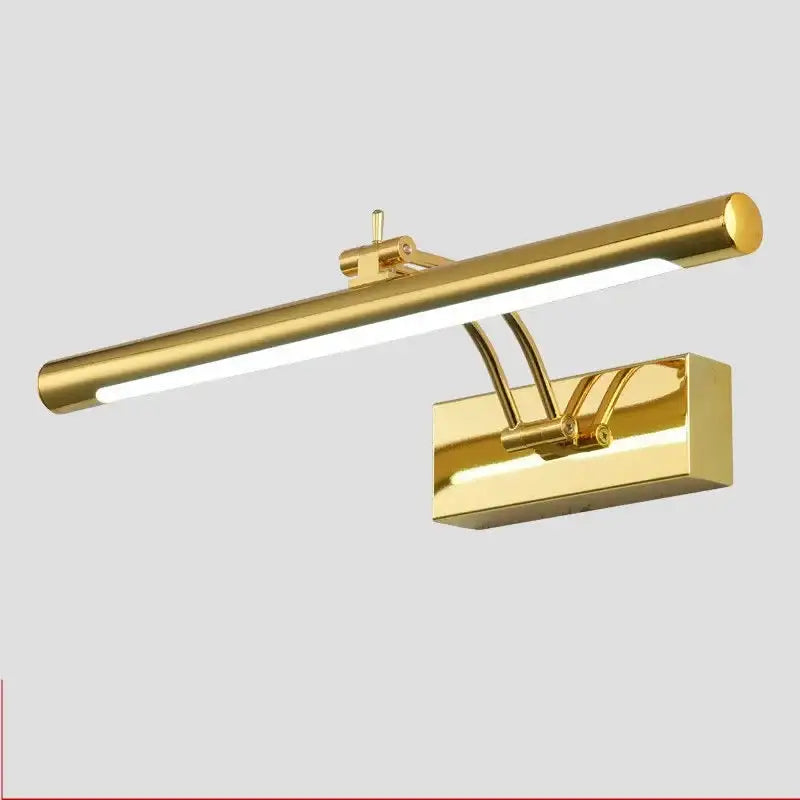 Gold-finished rectangular decorbites led mirror light with integrated led strip for modern bathroom wall decor
