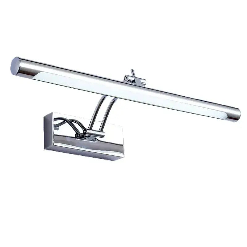 Chrome-finished DecorBites LED mirror light with rectangular shape and adjustable arm for bathroom wall decor