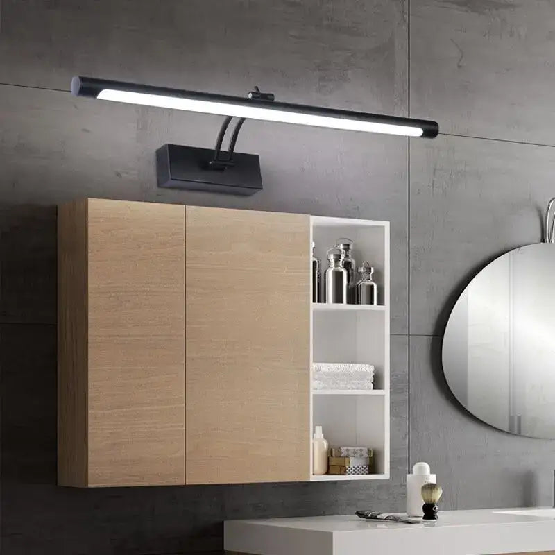 Black led mirror light by DecorBites with sleek modern design and adjustable arm for bathroom wall decor