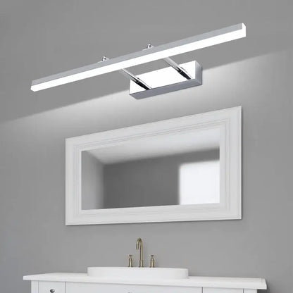 Modern chrome-finished DecorBites LED mirror light wall lamp with sleek rectangular design and two adjustable arms for bathroom lighting