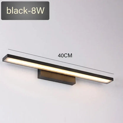 Black 8w decorbites led mirror wall lamp with sleek rectangular design and warm white led mirror light illumination
