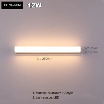 A sleek modern 12w aluminum and acrylic decorbites led mirror light wall sconce for indoor living room lighting
