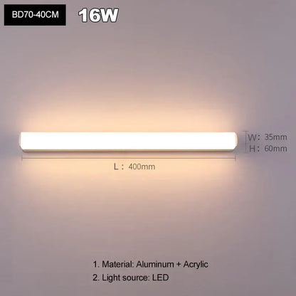A sleek modern 16w aluminum and acrylic decorbites led mirror light wall sconce for indoor living room and bedroom use