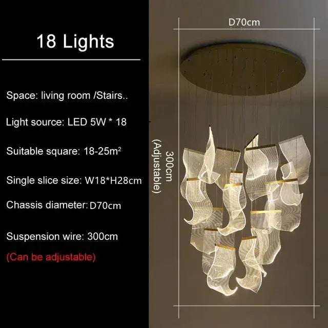 Decorbites led modern white translucent chandelier with 18 led lights and gold-toned accents for living room ceiling