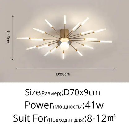 DecorBites™ modern ceiling lights with gold-toned finish and frosted glass rods for bedroom and living room use