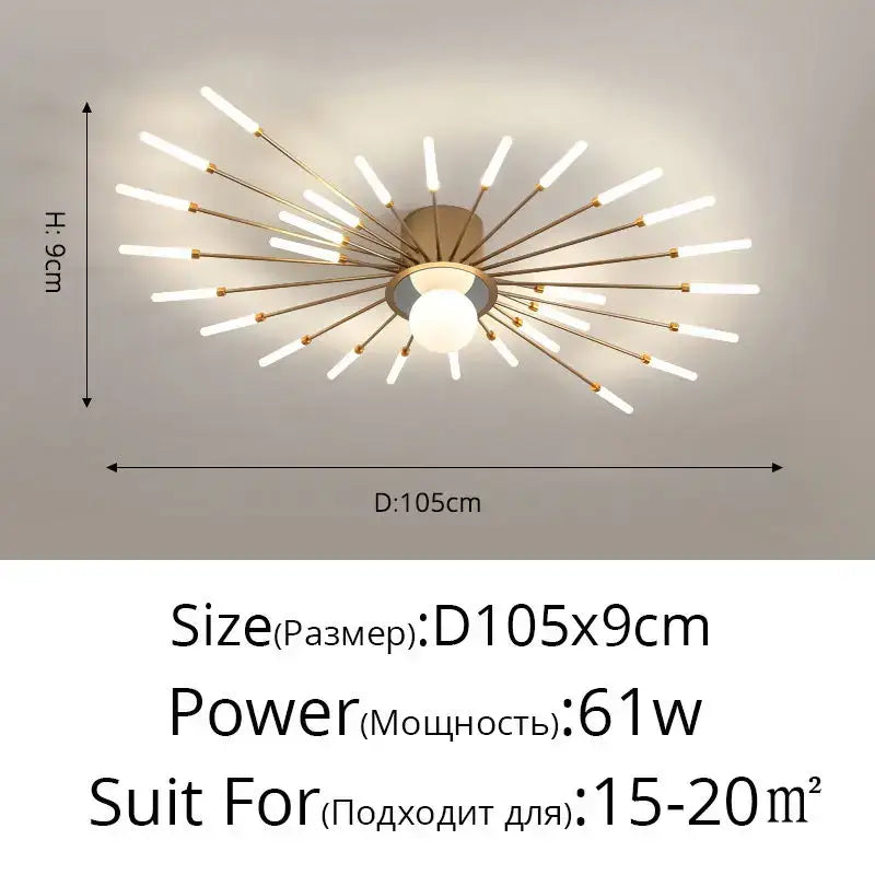 Decorbites™ modern ceiling lights with gold-toned base and white led rods for bedroom hall and living room lighting