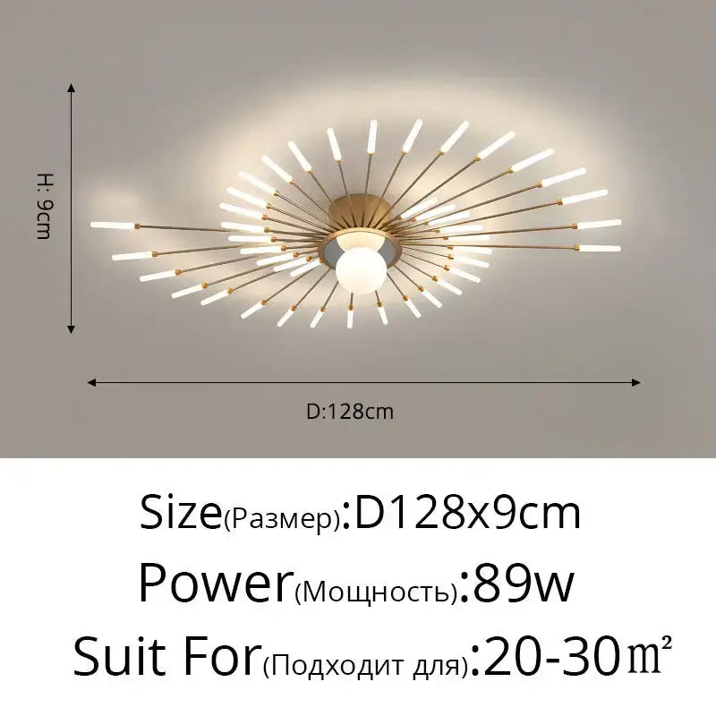 Decorbites™ modern ceiling lights with gold-toned finish and frosted glass rods for bedroom hall and living room