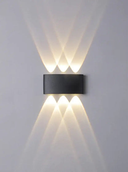 Black rectangular wall lamp decorbites led modern with four warm white led lights casting symmetrical beams for living room
