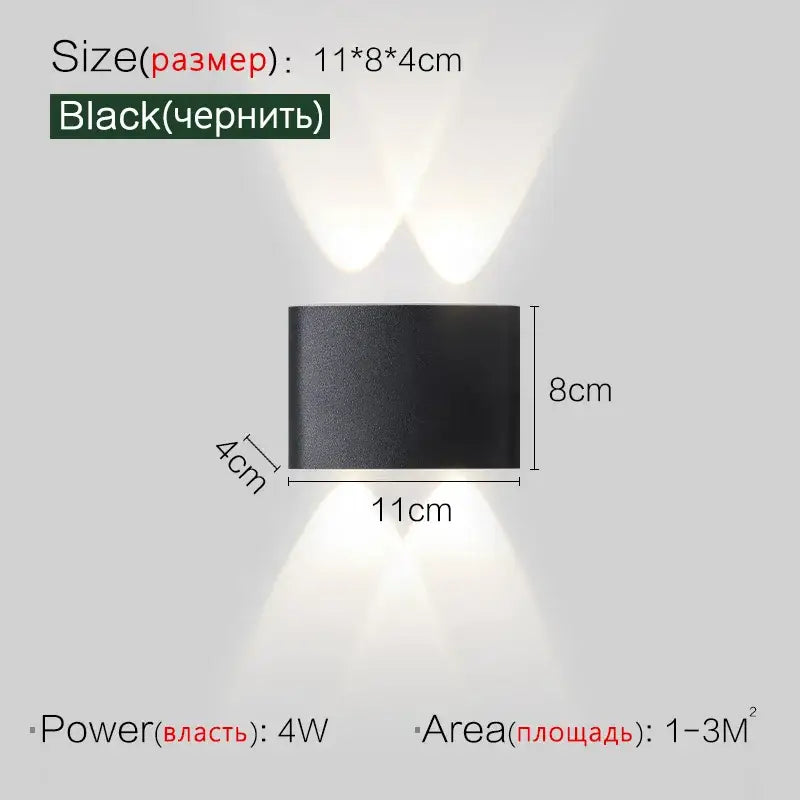 Black rectangular wall lamp with two upward-facing beams decorbites led modern minimalist for bedroom and living room