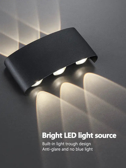 Black curved decorbites led modern minimalist wall lamp with three bright glare-free illumination points for bedroom living room