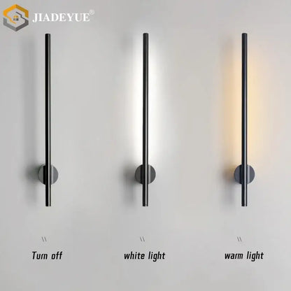 DecorBites LED modern wall lamp in sleek black metal with adjustable white and warm tone lighting for bedroom and living room decor