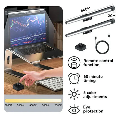 Adjustable decorbites led monitor bar desk lamp with 44cm metallic finish and remote for customizable color temperature