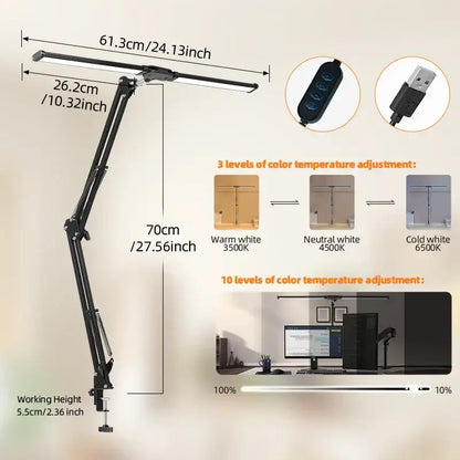 Black decorbites led monitor desk lamp with adjustable arm and led light bar offering three color temperature settings
