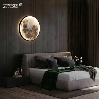 Circular decorbites led moon wall lamp with realistic craters and soft illumination for bedroom and living room decor