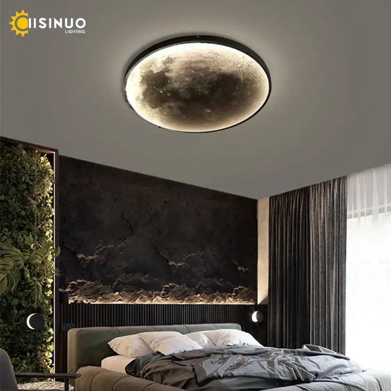 Circular wall lamp with realistic gray and white moon surface design featuring detailed craters by decorbites led moon
