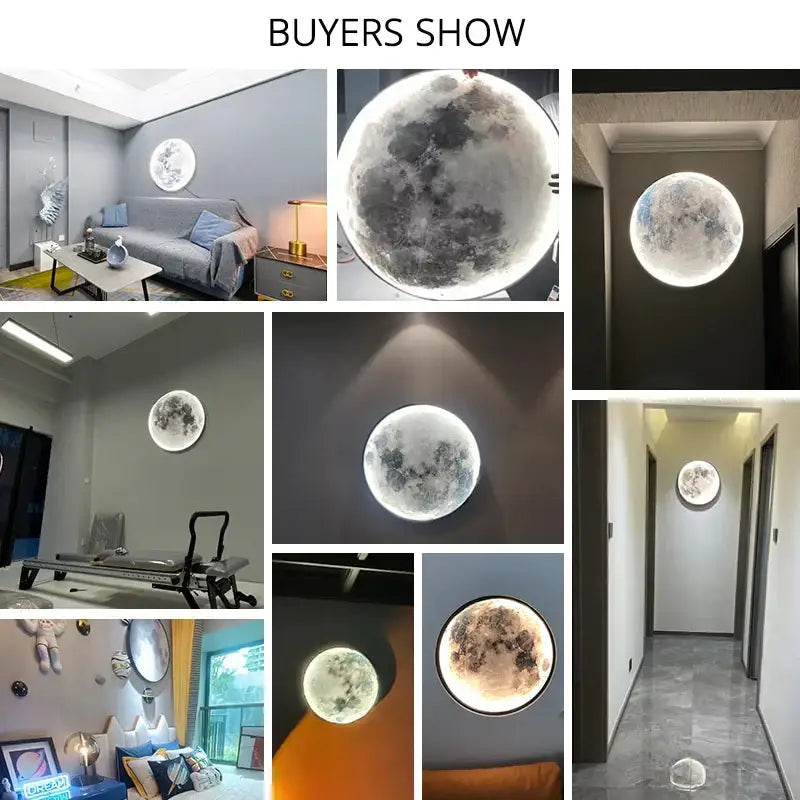 Decorbites led moon wall lamp featuring a circular illuminated moon with realistic craters and soft glowing backlight