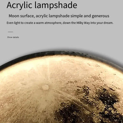 Acrylic wall lamp with realistic moon surface design in warm golden tones decorbites led moon ideal for bedroom decor