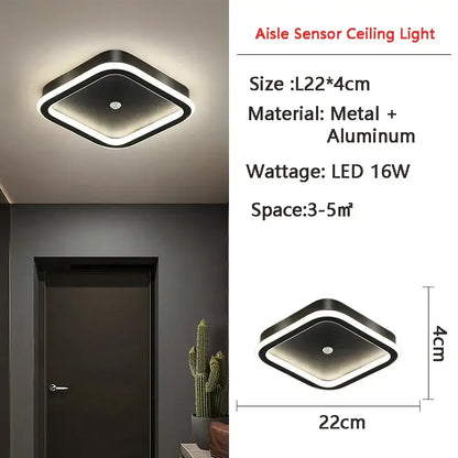 Modern black diamond-shaped decorbites led motion sensor ceiling lamp with metal frame and soft white led illumination