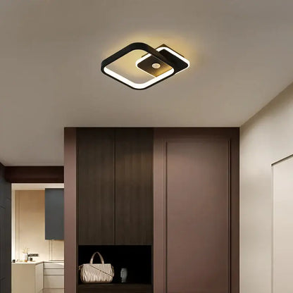 Modern black and white decorbites led motion sensor ceiling lamp with geometric overlapping square design for indoor use