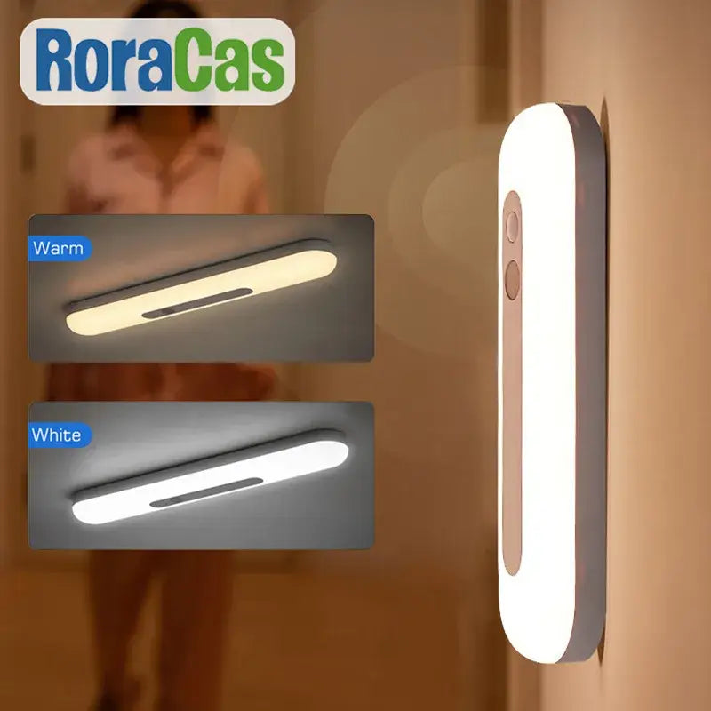 DecorBites™ roracas wall-mounted motion sensor light with a sleek white finish and minimalist led design