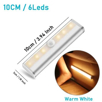 Decorbites led motion silver slim 10cm motion sensor night light with six warm white leds for cabinets and bedrooms