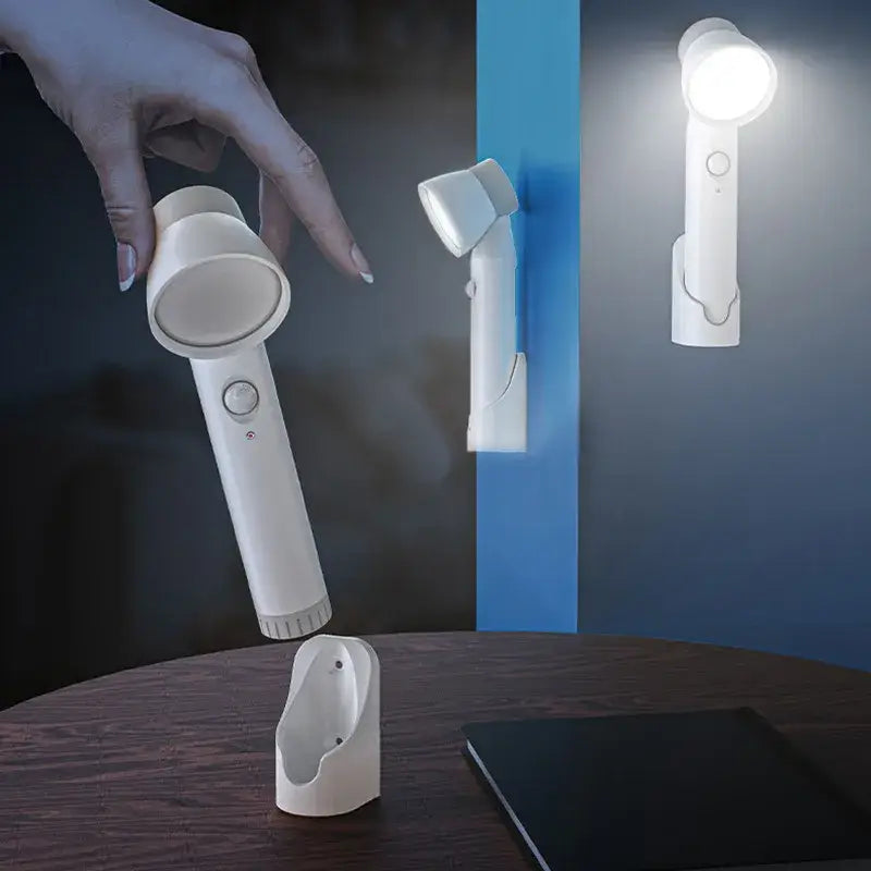 White wall-mounted led lamp with sleek cylindrical body and adjustable head decorbites led motion sensor night light