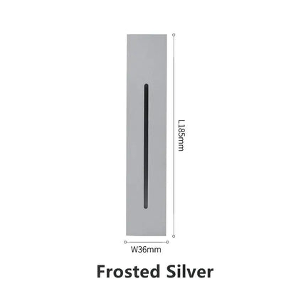 Frosted silver rectangular decorbites led motion sensor wall lamp with black accent for indoor outdoor use