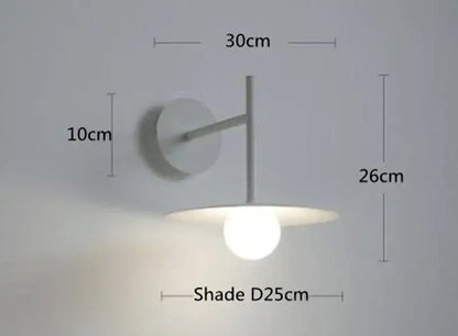 Minimalist white DecorBites led movable arm wall lamp with circular base and round glass shade for indoor bedroom lighting