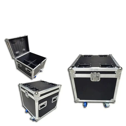 Black decorbites led moving head beam flight case with silver aluminum edges and blue casters for dj stage equipment