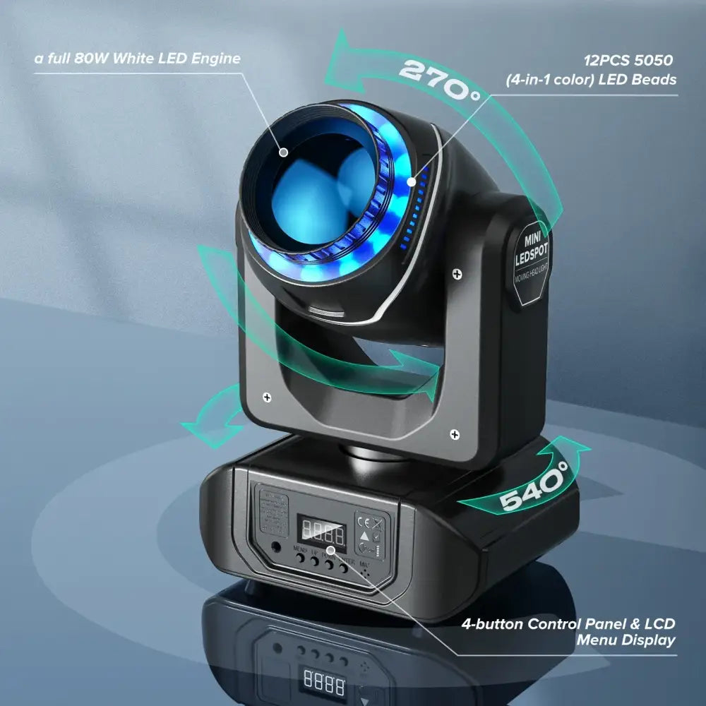 Black decorbites led moving head light with 80w mini ledspot blue leds and digital control panel for events